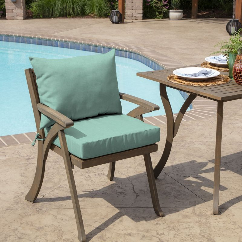 ARDEN Outdoor Dining Chair Cushion Set 21 x 21, Aqua Leala