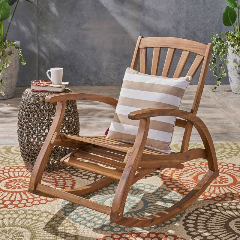 Sunview Acacia Wood Recliner Rocking Chairs - Teak - Christopher Knight Home: Weather-Resistant Patio Furniture with Footrest