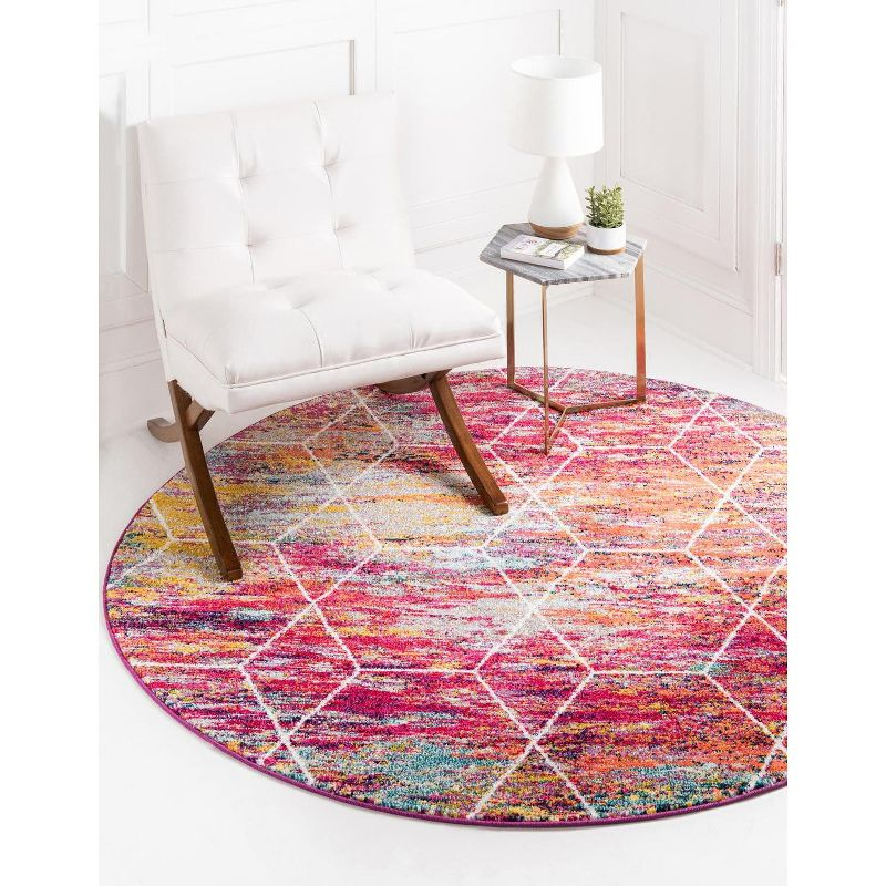 Unique Loom 7' 0 x 7' 0 Trellis Frieze Geometric Multi Area Rug