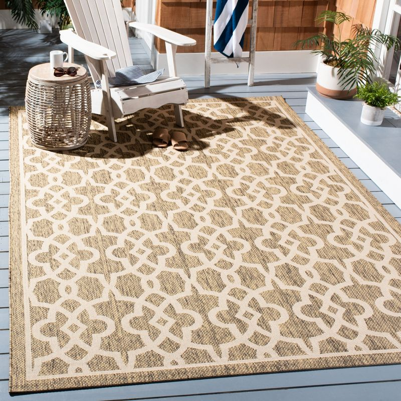 Courtyard CY6071 Power Loomed Indoor and Outdoor Area Rug - Mocha/Beige - 6'7"x9'6" - Safavieh