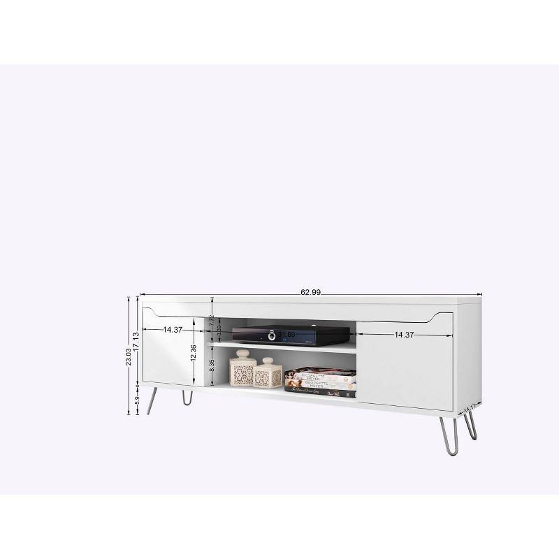 Baxter TV Stand for TVs up to 60" White - Manhattan Comfort: Mid-Century Modern Media Console with Cable Management