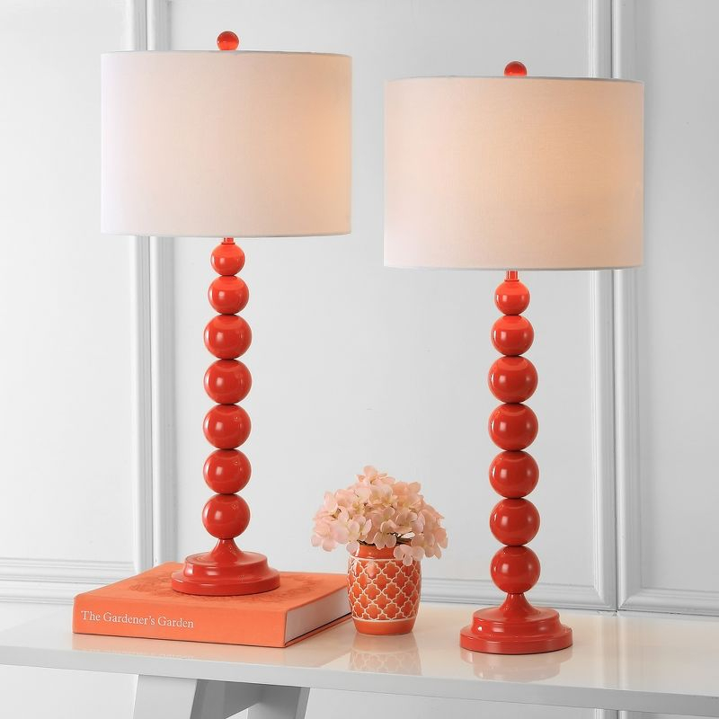 Jenna Stacked Ball Table Lamp (Set of 2) - 31.5 Inch Height - LIT4090 - Orange - Safavieh
