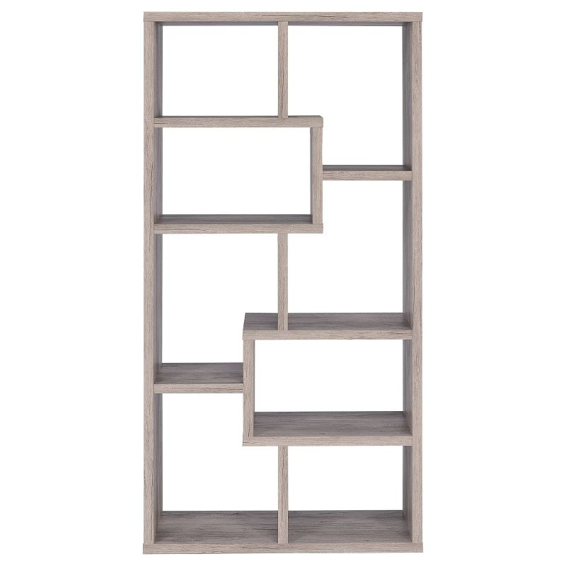 70.75" Theo 8 Shelf Bookcase Gray Driftwood - Coaster