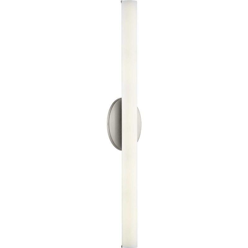 Progress Lighting Parallel 1-Light LED Bath Vanity Fixture, Steel, Satin Brass, Tubular Opal Glass Shade