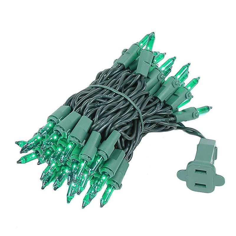 Novelty Lights Green 50 Light Incandescent Mini Christmas String Lights Green Wire 11 Feet
