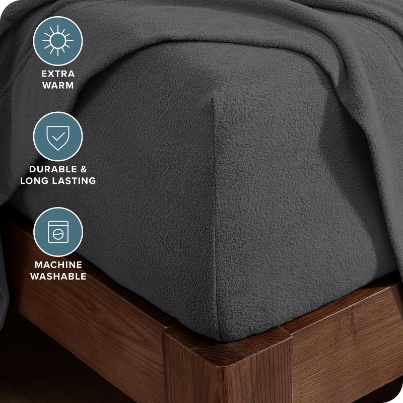 Twin XL Grey Polar Fleece Fitted Sheet by Bare Home