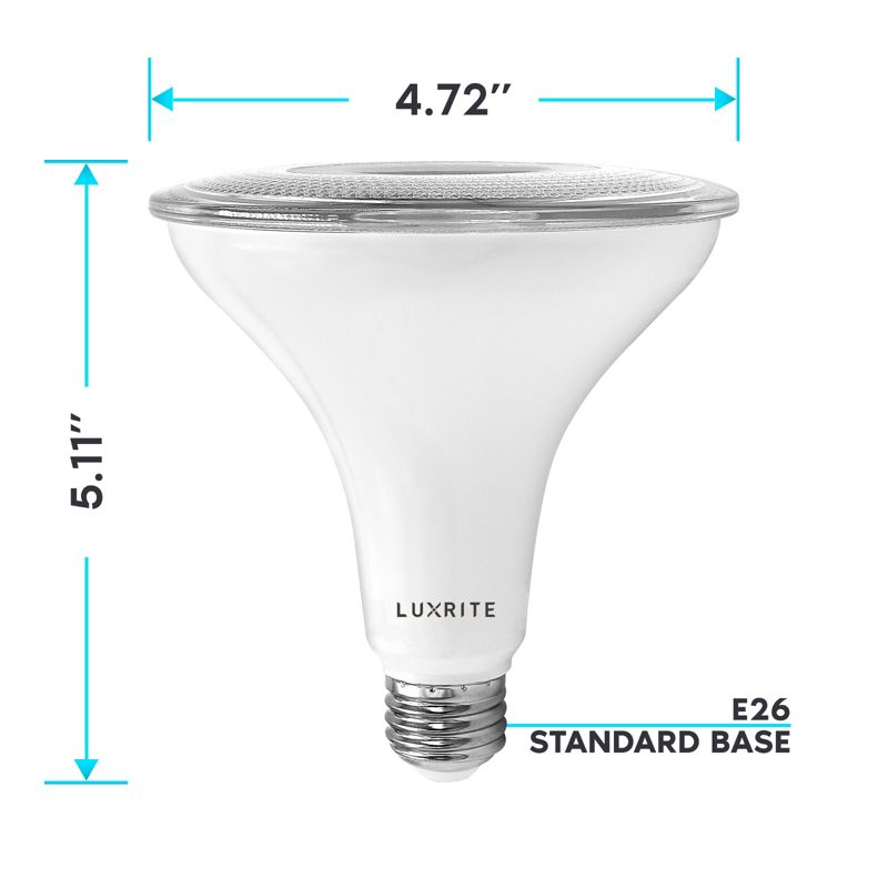 Luxrite 4 Pack PAR38 LED Outdoor Flood Light Bulbs, 120W Equivalent, 1250 Lumens, 4000K Cool White, 15W Dimmable, Wet Rated, E26 Base, UL Listed