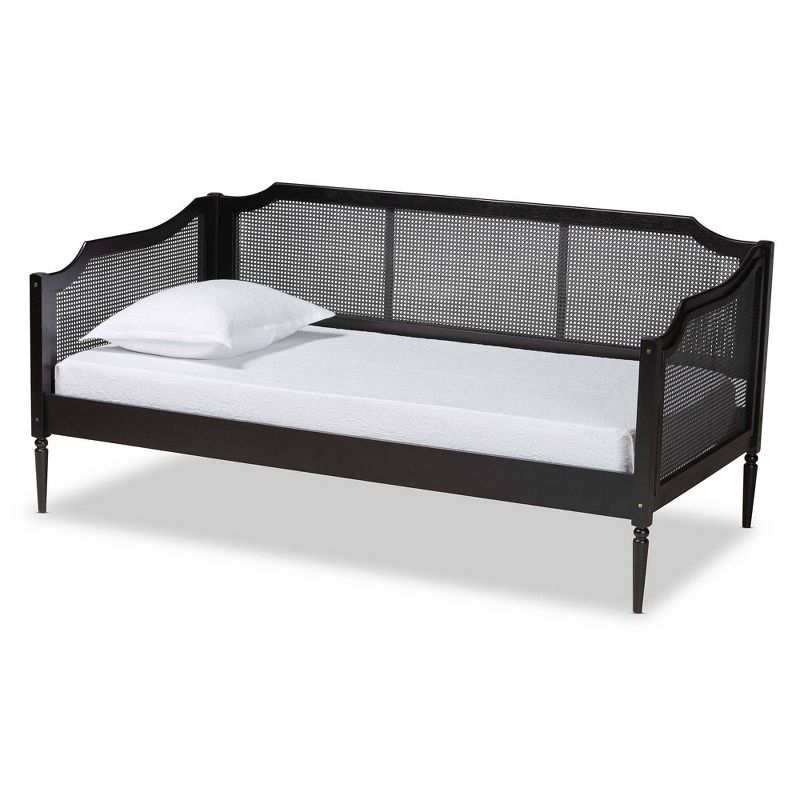Twin Hancock Wood & Synthetic Rattan Daybed Charcoal - Baxton Studio: Frame, No Trundle