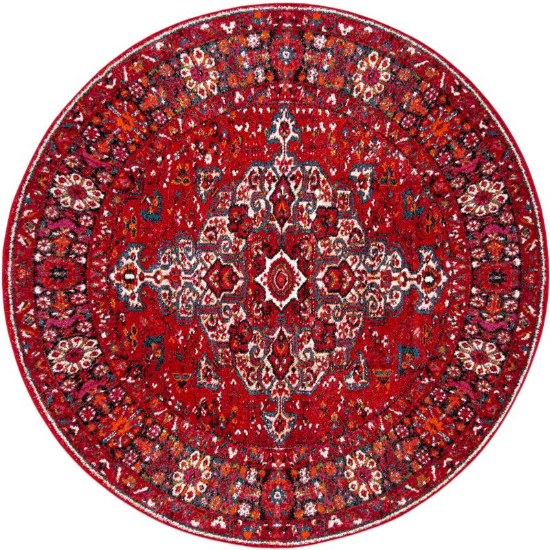 Vintage Hamadan VTH222 Power Loomed Indoor Accent Rug - Red/Multi - 3' Round - Safavieh