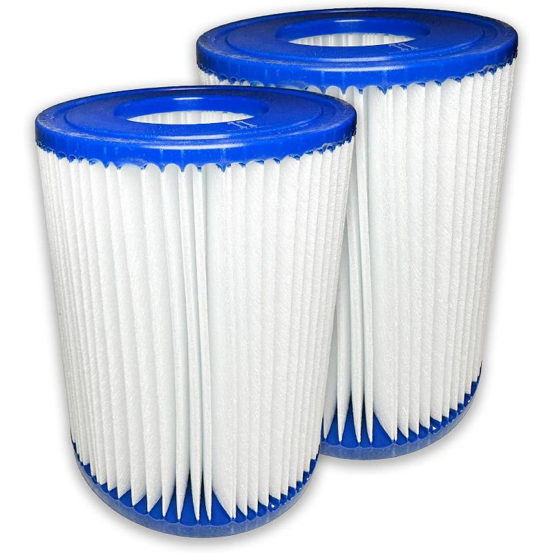 Nispira Pool Filter Replacement for Bestway Flowclear Hot Tubs Type II Cartridge Lay Z Spa Filter Pump 58094 530-800 Gal. | Pack of 2