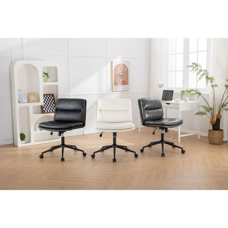 Roundhill Furniture Bizerte Adjustable Swivel Criss Cross Chair, Wide Seat Office Chair Gray