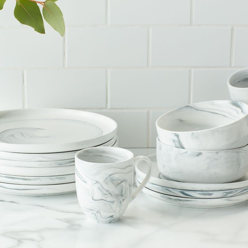 Stone Lain Brighton 32-Piece Porcelain Dinnerware Set, Service for 8, Gray