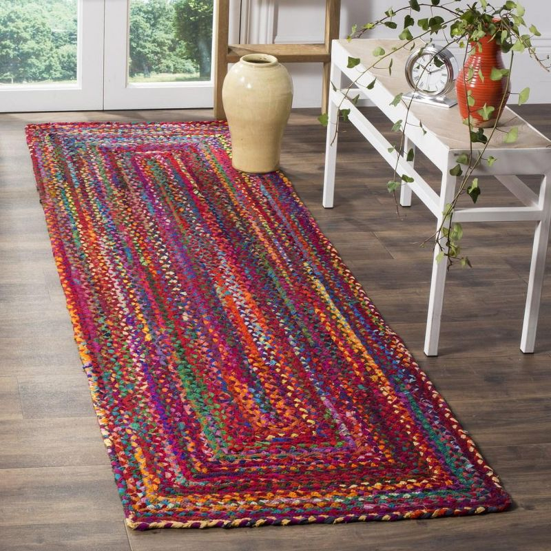 Braided BRD210 Hand Woven Runner Rug - Red/Multi - 2'3"x12' - Safavieh.