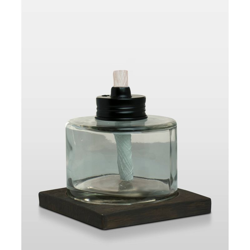 TIKI Mixed Material Tabletop Torch: Weather-Resistant, Smooth Finish, Refillable Fuel Canister, No Assembly Required