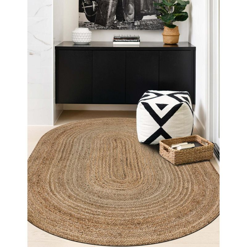 Unique Loom 4' 1 x 6' 1 Dhaka Braided Jute Oval Area Rug