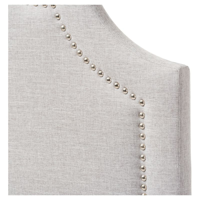 Twin Rita Modern And Contemporary Fabric Upholstered Headboard Grayish Beige - Baxton Studio: Silver Nailhead Trim, Rubberwood Frame