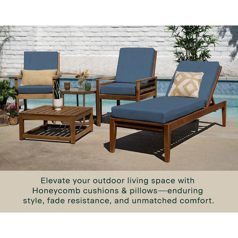 Honeycomb Outdoor Highback Dining Chair Cushion - Textured Solid Pacific Blue