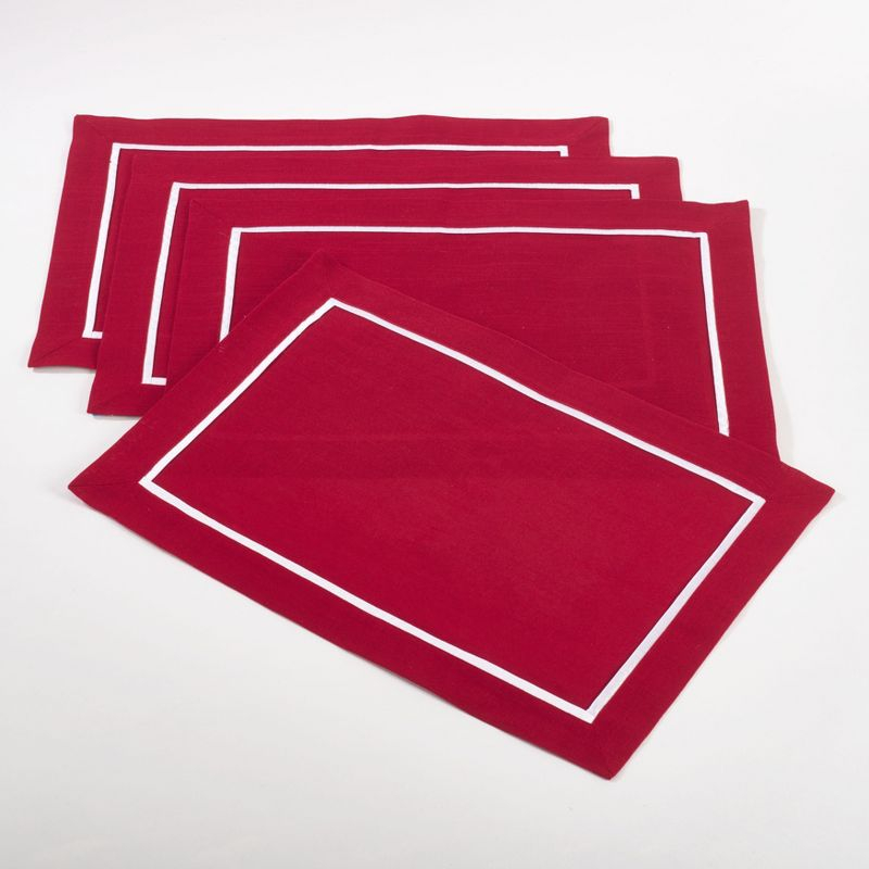 Saro Lifestyle Classic Border Placemats (Set of 4), 13"x19", Red