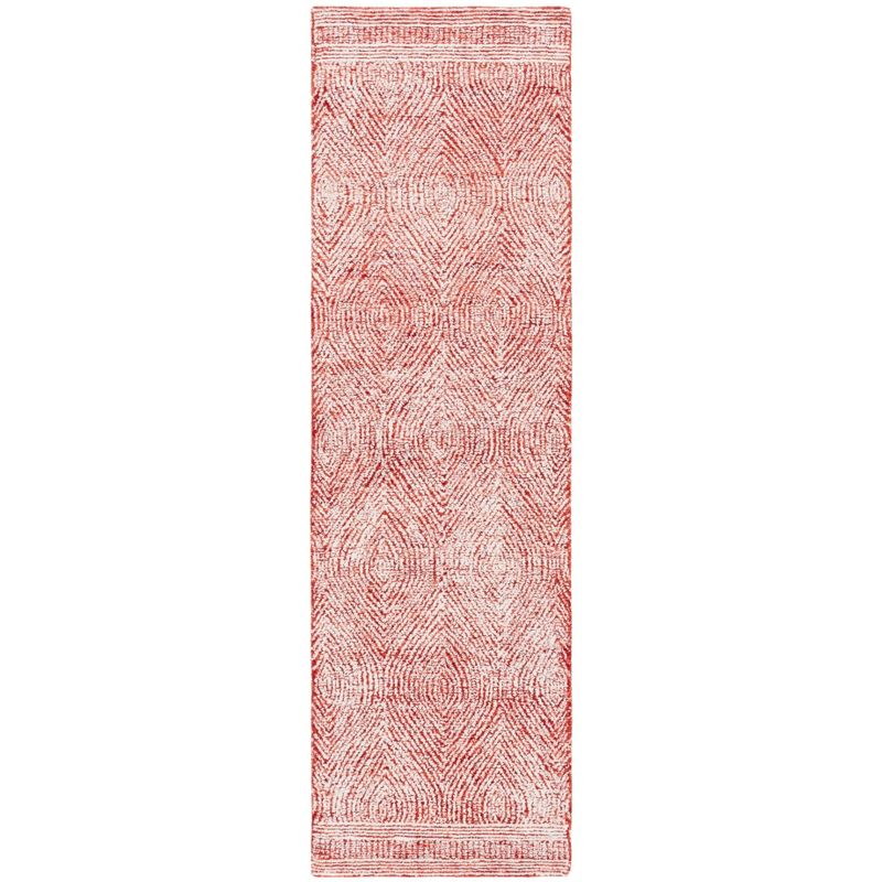 Abstract ABT340 Handmade Indoor Runner - Ivory/Red - 2'-3"x8' - Safavieh