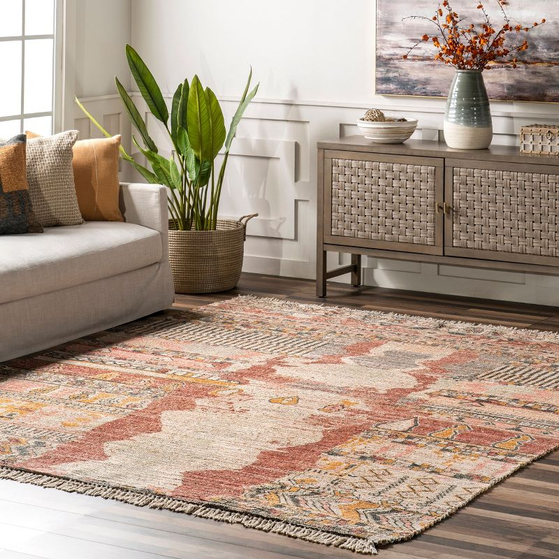 Nuloom Hermina Abstract 8x10 Jute Indoor Area Rug for Dining Room Rug Neutral Rug Living Room Rug Kitchen, Multicolor/Ivory