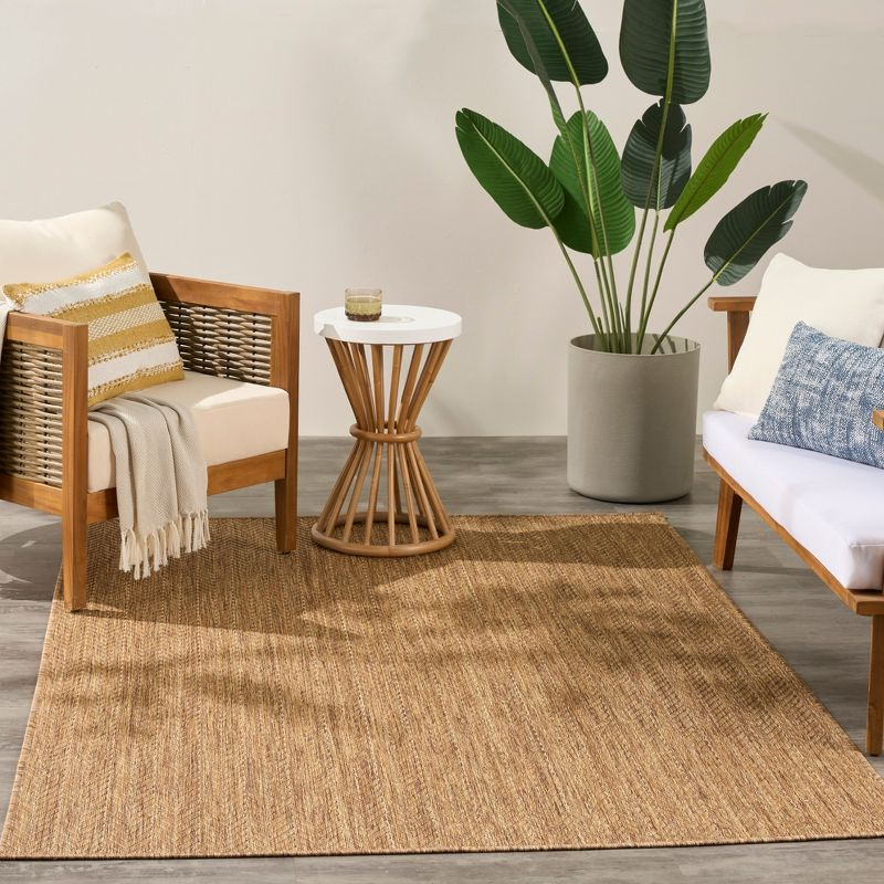 Nourison Horizon Indoor/Outdoor 5' x 7' Natural Modern Chevron Flatweave Rug