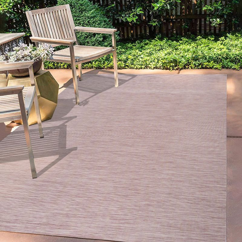9'x12' Ethan Modern Flatweave Solid  Area Rug, Pink - JONATHAN Y