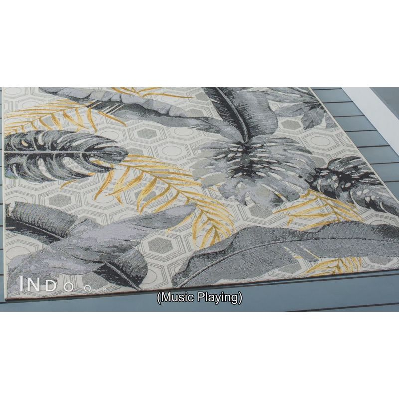Barbados BAR524 Power Loomed Indoor/Outdoor Area Rug - Grey/Gold - 5'3"x7'6" - Safavieh.