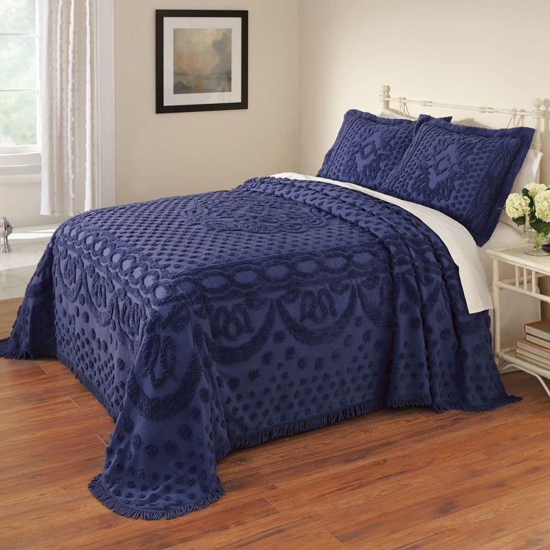 BrylaneHome Georgia Chenille Bedspread - Queen, Blue