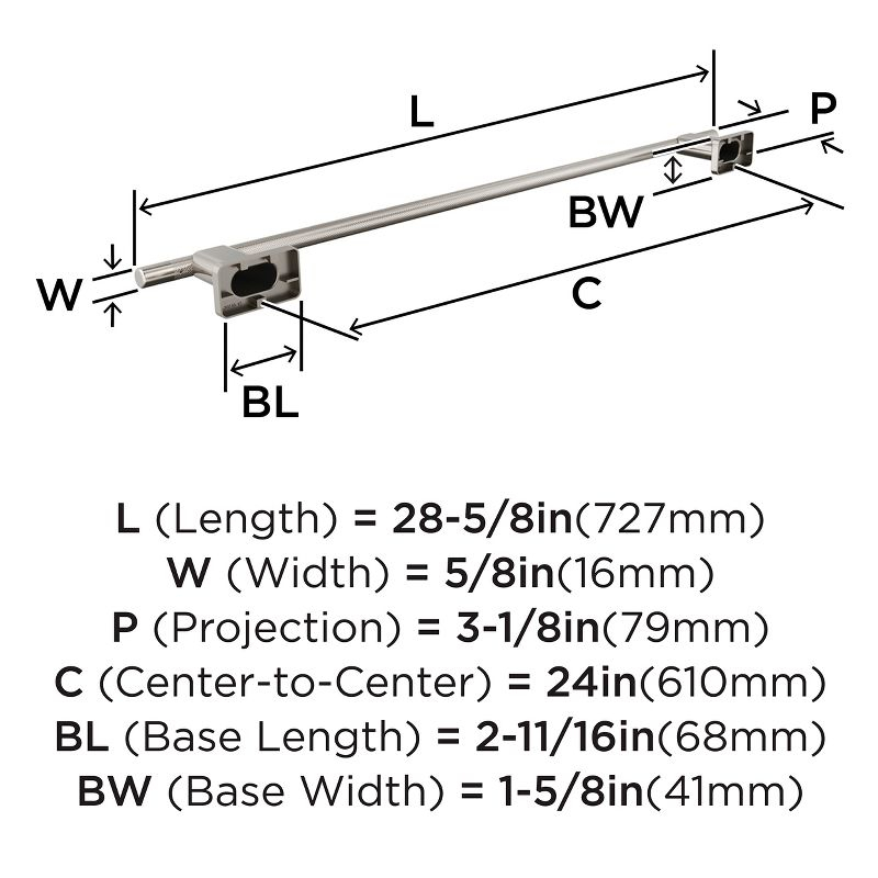 Amerock Bronx Brushed Nickel 24 inch (610mm) Towel Bar