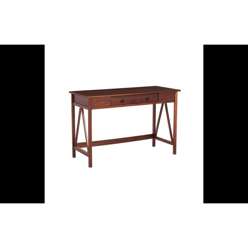 46" Titian Transitional Writing Desk Tobacco - Linon: Home Office Furniture, Pine Frame, Metal Hardware