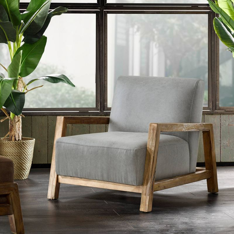 Ink+Ivy Easton Low Profile Accent Chair Gray: Upholstered Polyester, Wood Frame, 300lb Capacity