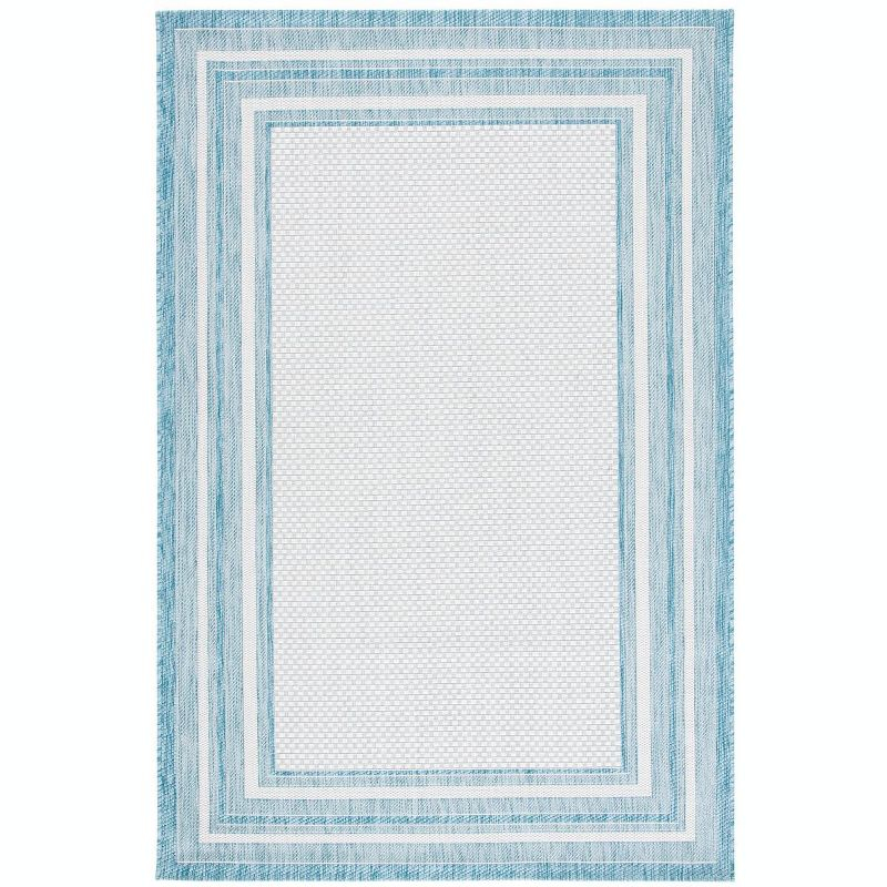 Courtyard CY8475 Power Loomed Indoor and Outdoor Area Rug - Ivory/Aqua - 9'x12' - Safavieh
