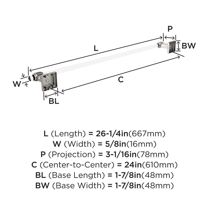 Amerock Glacio Clear/Polished Nickel 24 inch (610mm) Towel Bar