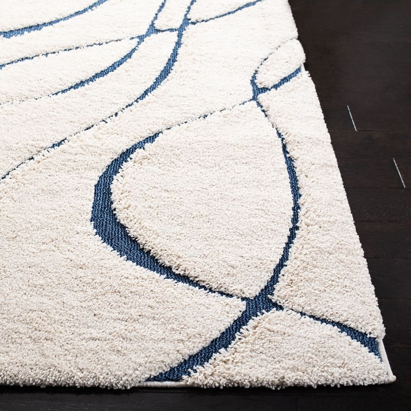 Florida Shag SG471 Power Loomed Indoor Area Rug - Cream/Blue - 9'x9' Square - Safavieh