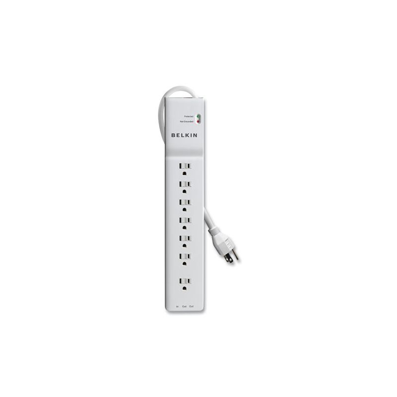 Belkin Home/Office Surge Protector, 7 AC Outlets, 6 ft Cord, 2,320 J, White