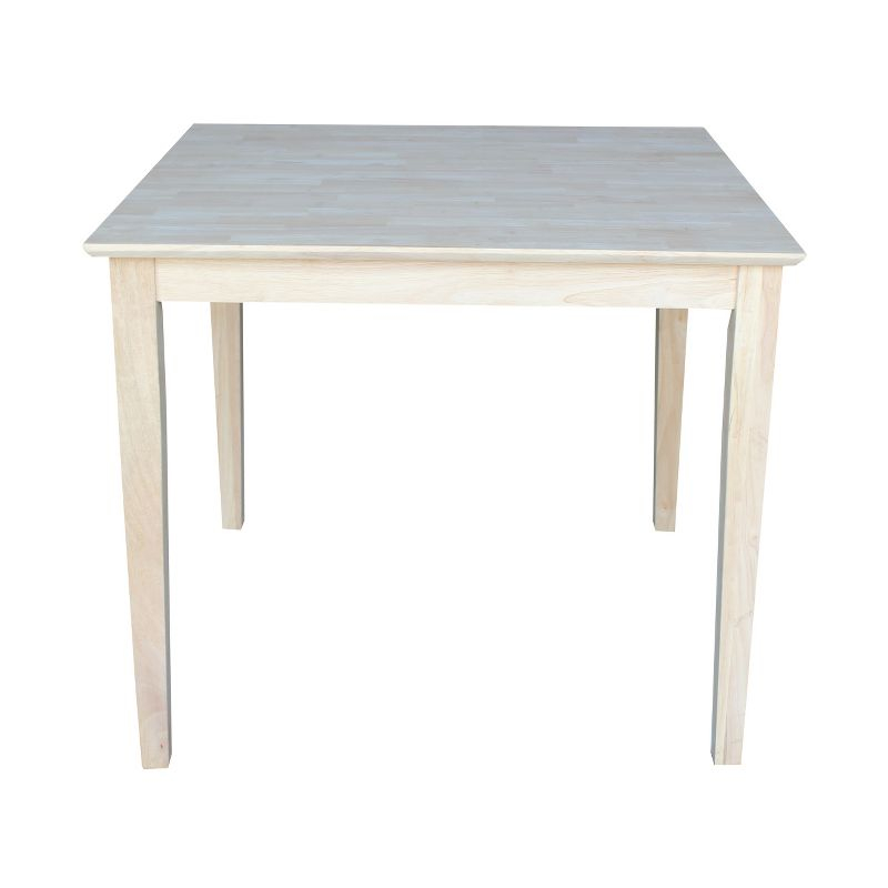 36" Square Solid Wood Dining Table with Shaker Legs Unfinished - International Concepts: Parawood, Seats 4