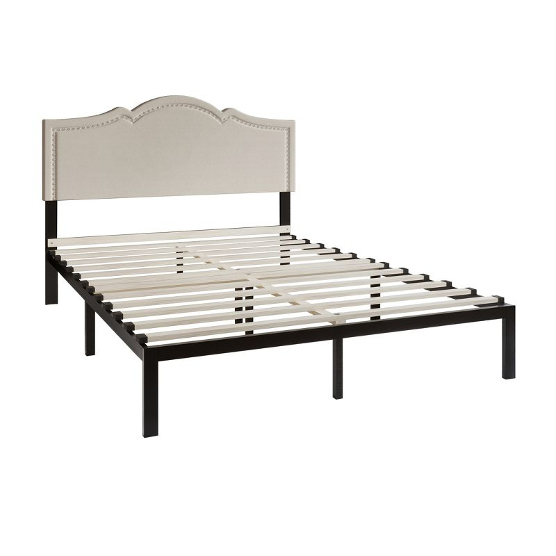 CasePiece Full Size Platform Bed Warm Grey Linen