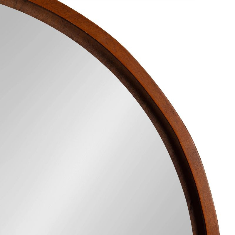 Kate & Laurel All Things Decor 30" Evans Round Wall Mirror Walnut Brown: Modern Style, Wood Frame, No Assembly Required