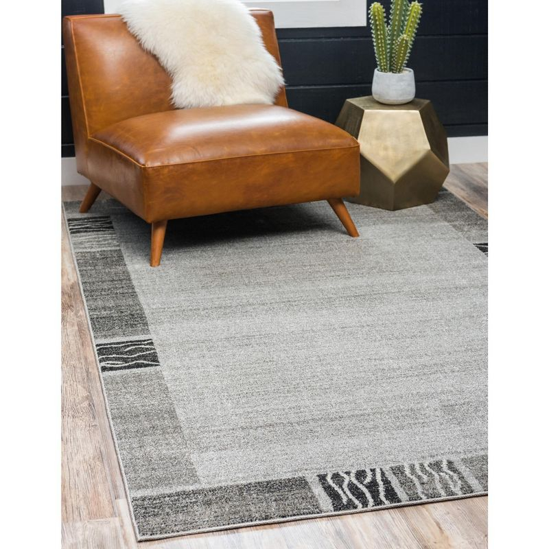 Unique Loom Del Mar Collection Area Rug - Sarah (9'  x 12' Rectangle Light Gray/Gray)