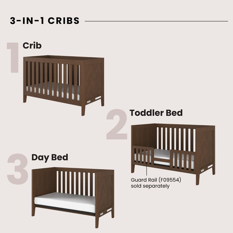 Child Craft Kieran Crib and Dresser Nursery Set, 2-Piece, Includes 3-in-1 Convertible Crib and 6-Drawer Dresser (Toasted Chestnut)