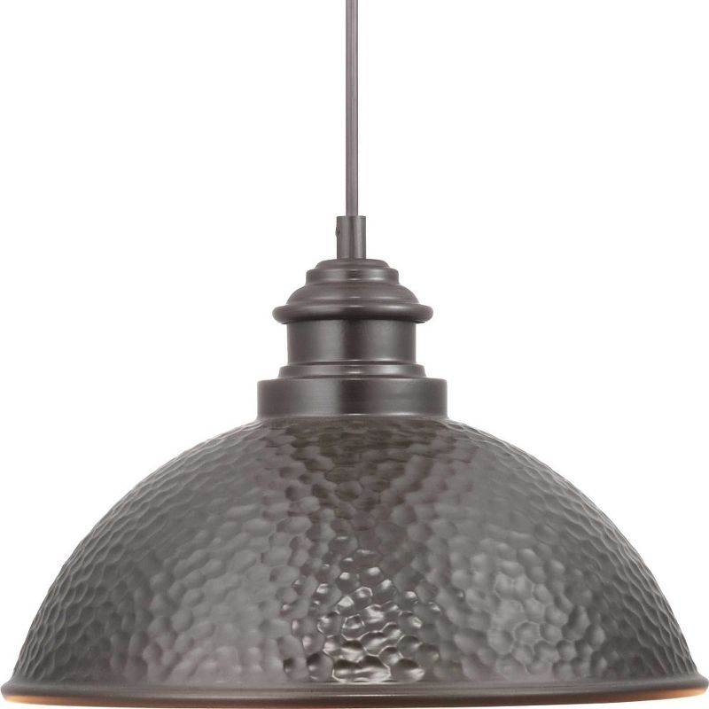 Progress Lighting Englewood 1-Light Hanging Lantern Pendant, Antique Pewter, Metallic Copper Shade, Damp Rated