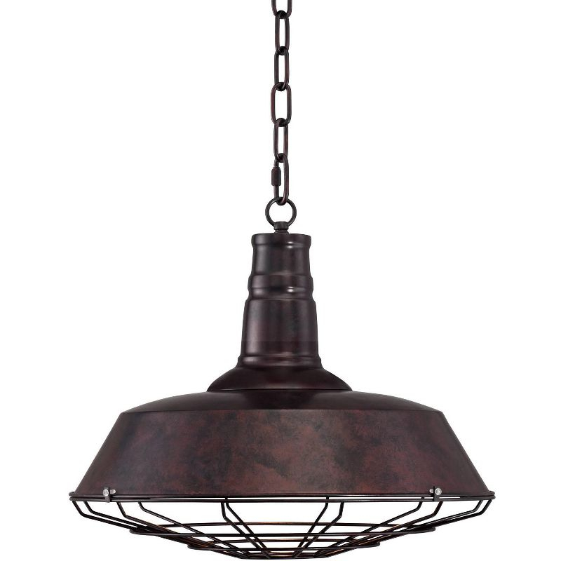 Franklin Iron Works Tiedra Rust Bronze Pendant Light 18 1/4" Wide Farmhouse Industrial Rustic Cage for Dining Room House Foyer Kitchen Island Entryway