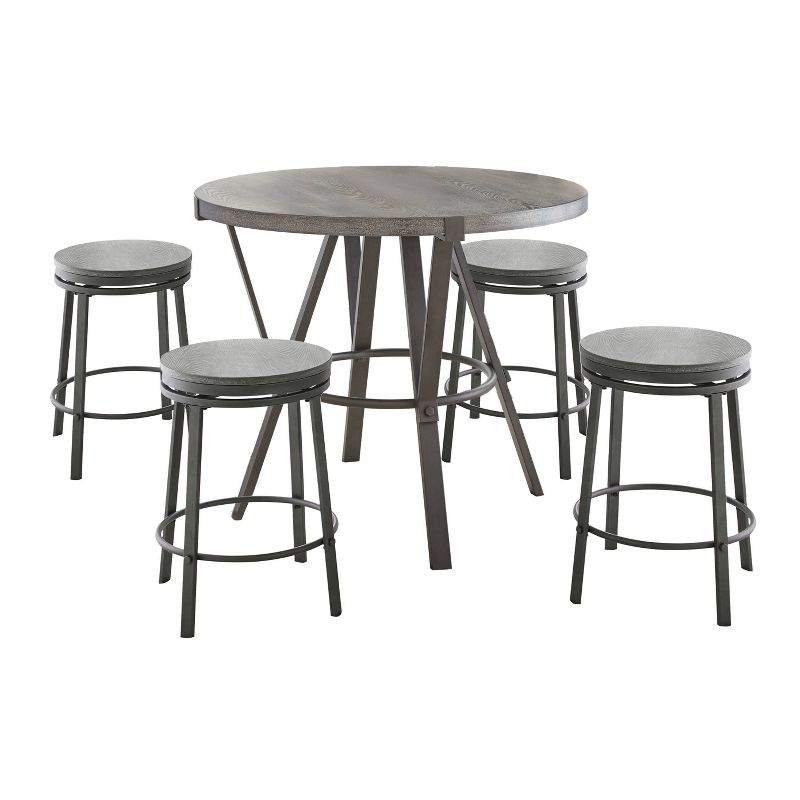 5pc Portland Counter Height Dining Set Gray - Steve Silver Co.