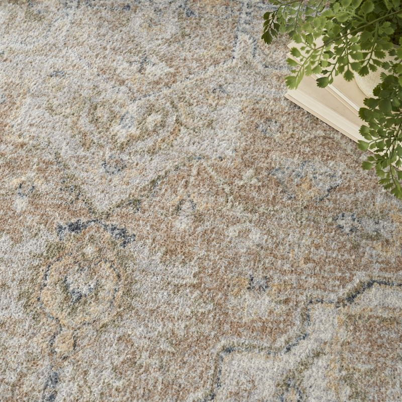Nourison Astra Machine Washable Vintage Medallion Indoor Rug Beige 4' x 6'