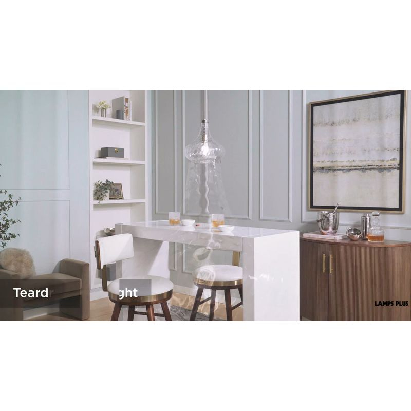 360 Lighting Cora Brushed Nickel Mini Pendant Light 11" Wide Modern Clear Textured Glass Shade for Dining Room House Foyer Kitchen Island Entryway