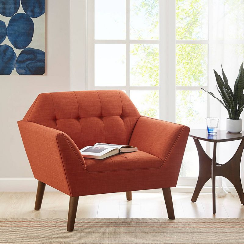 Newport Lounge Chair Spice - Ink+Ivy: Mid-Century Design, Button Tufted, Pecan Wood Legs