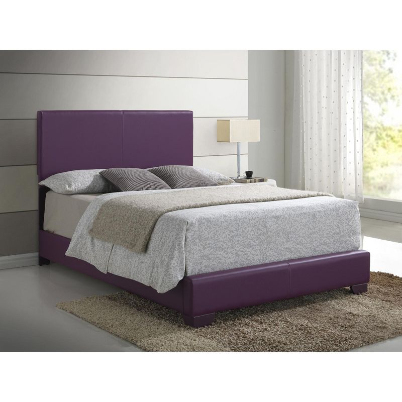 Passion Furniture Aaron Purple Upholstered Full Panel Bed