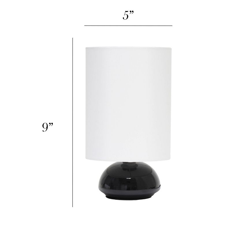 Simple Designs Set of 2 Gemini Mini Touch Table Lamps with Fabric Shades Black