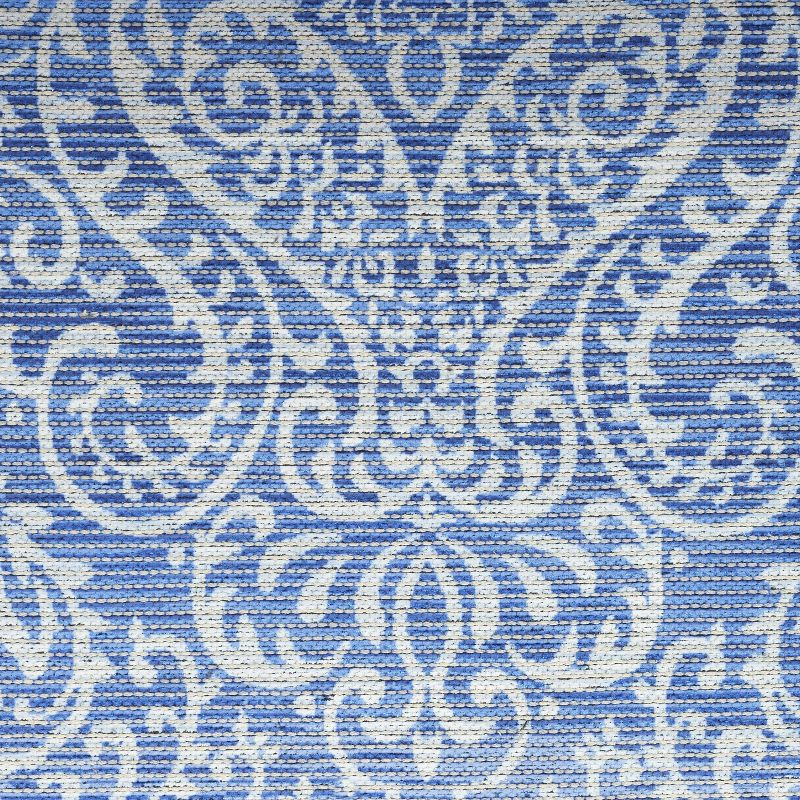 Waverly Washables Collection 7'10" x 9'10" Blue Damask Indoor Rug