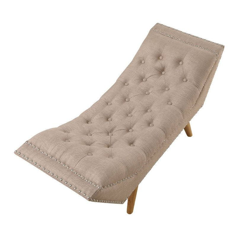 Jaime Button Tufted Bench Beige - Boraam: Upholstered Ottoman, Nailhead Trim, Wood Frame, 250lb Capacity